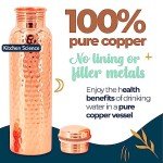 Copper Water Bottle with Canvas Carry Bag - 34oz