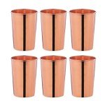 Set of 6 Pure Copper Tumblers, 350 ml