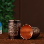 Floral Copper Tumblers Set of 2, 250ml