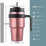 20 oz Insulated Travel Mug with Handle - Rose Gold