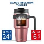 20 oz Insulated Travel Mug with Handle - Rose Gold