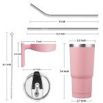 Light Pink 20 oz Stainless Steel Tumbler with Handle
