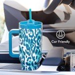 40oz Stainless Steel Tumbler with Handle & Straw