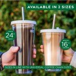 24 Oz Iced Coffee Tumbler with Straws