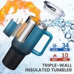 40 oz Insulated Tumbler with Handle and Straw