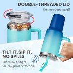 40 oz Insulated Tumbler with Handle and Straw
