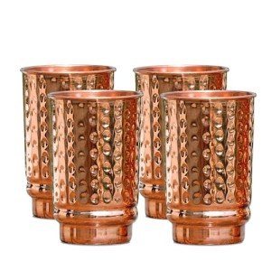 Handmade Copper Hammered Tumblers Set of 4