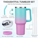 40 oz Insulated Tumbler with Handle and Straw