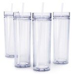16 oz. Clear Double Wall Insulated Tumblers - 4 Pack