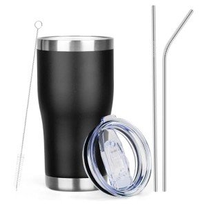 20oz Insulated Stainless Steel Coffee Tumbler with Straw