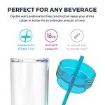 16 oz. Clear Double Wall Insulated Tumblers - 4 Pack