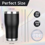 20oz Insulated Stainless Steel Coffee Tumbler with Straw