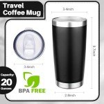 FLIFQI 20oz Insulated Travel Coffee Tumbler