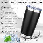 FLIFQI 20oz Insulated Travel Coffee Tumbler