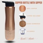 Copper Water Bottle with Sipper - 34 Oz