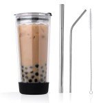 20oz Insulated Glass Tumbler with Lid & Straw