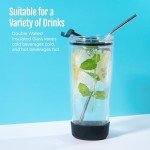 20oz Insulated Glass Tumbler with Lid & Straw