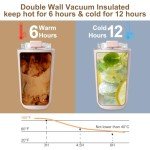 PHILORN Pink Insulated Coffee Tumbler - 12 OZ