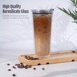 20oz Insulated Glass Tumbler with Lid & Straw