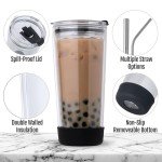 20oz Insulated Glass Tumbler with Lid & Straw