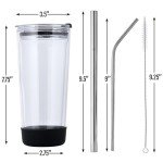 20oz Insulated Glass Tumbler with Lid & Straw