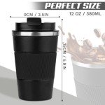 Stainless Steel Travel Coffee Mug - 12oz, Leak-Proof