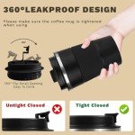 Stainless Steel Travel Coffee Mug - 12oz, Leak-Proof