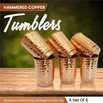 Hammered Copper Tumbler Set of 6 - 11.8 oz