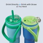 40 oz Insulated Travel Tumbler with Handle & Straw
