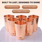 Hammered Copper Tumbler Set of 6 - 11.8 oz