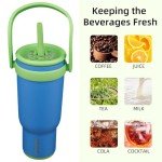 40 oz Insulated Travel Tumbler with Handle & Straw