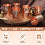 Hammered Copper Tumbler Set of 6 - 11.8 oz