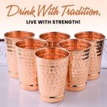 Hammered Copper Tumbler Set of 6 - 11.8 oz