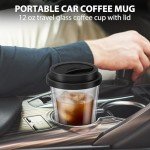 Double-Walled Glass Mugs with Silicone Lids - 12oz