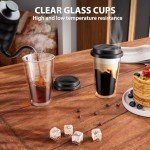 Double-Walled Glass Mugs with Silicone Lids - 12oz