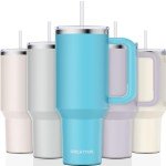 Greatyos 40 oz Insulated Tumbler with Handle and Straw