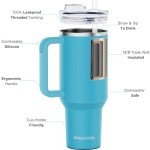 Greatyos 40 oz Insulated Tumbler with Handle and Straw