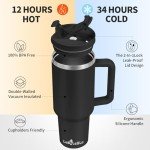 40oz Insulated Tumbler with Handle and Straw