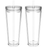 24oz Double Wall Insulated Tumbler with Lid & Straw