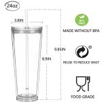 24oz Double Wall Insulated Tumbler with Lid & Straw