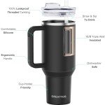 Greatyos 40oz Insulated Tumbler with Handle & Straw