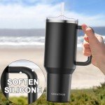 Greatyos 40oz Insulated Tumbler with Handle & Straw