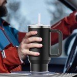 Greatyos 40oz Insulated Tumbler with Handle & Straw
