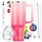 Misty Pink 40 oz Stainless Steel Tumbler with Straw