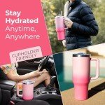 Misty Pink 40 oz Stainless Steel Tumbler with Straw