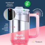 Misty Pink 40 oz Stainless Steel Tumbler with Straw