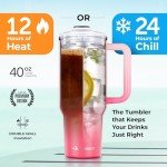 Misty Pink 40 oz Stainless Steel Tumbler with Straw