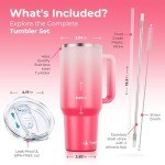 Misty Pink 40 oz Stainless Steel Tumbler with Straw
