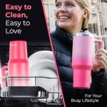 Misty Pink 40 oz Stainless Steel Tumbler with Straw