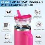 30 oz Insulated Tumbler with Handle and Straw